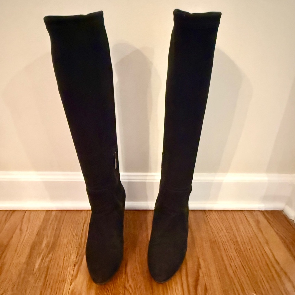Aquatalia Rhumba Suede Knee-High Waterproof Boots Black 8.5 Made in Italy